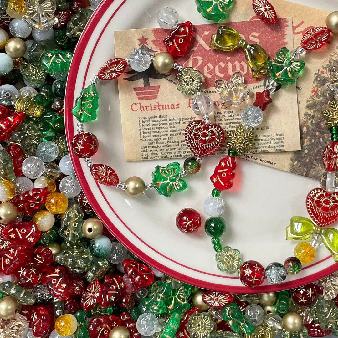 Vintage Christmas Resin Bead Mix Pack – Czech-Inspired Festive Designs