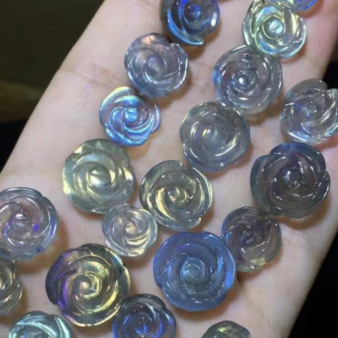 Labradorite Rose Beads – Elegant Gemstone Accents for DIY Jewelry